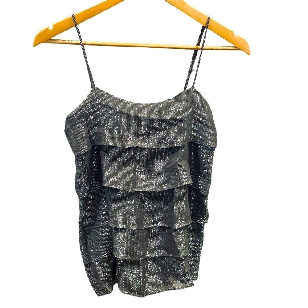 Nili Lotan Metallic Silk Tiered Camisole
